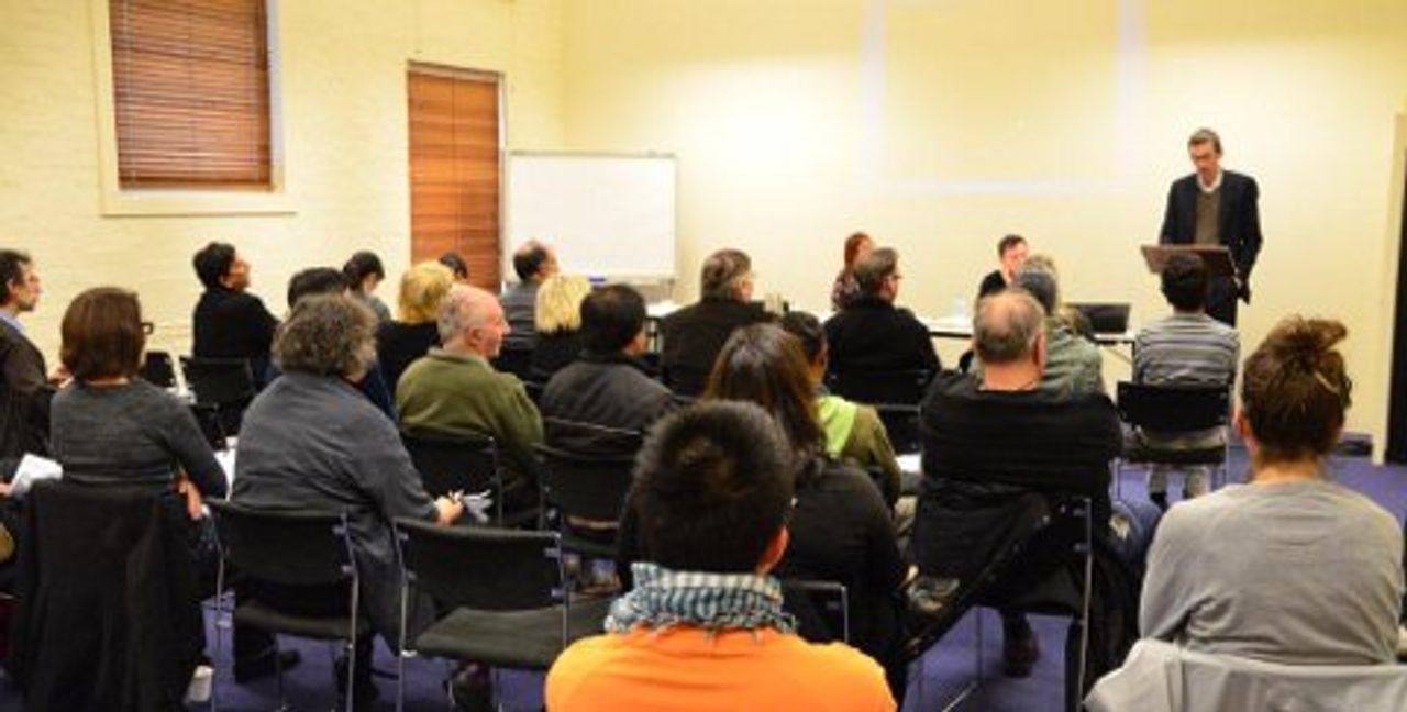 Patrick O'Connor addressing Melbourne meeting